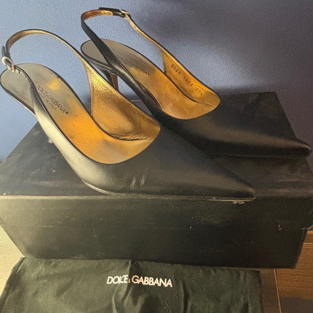 Dolce & Gabbana Black Vitellino Heels Size 37 1/2
